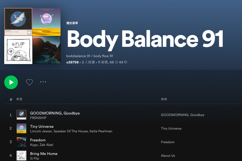 Body Balance 91 | 2021春季瑜珈歌單